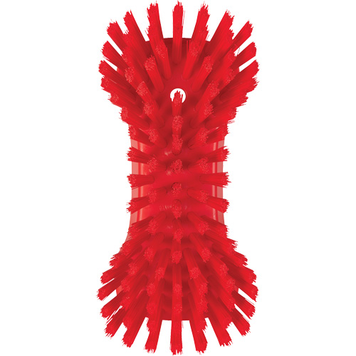 Hand Brush, Extra Stiff Bristles, 9-1/10" Long, Red Maritime Industrial Rubber