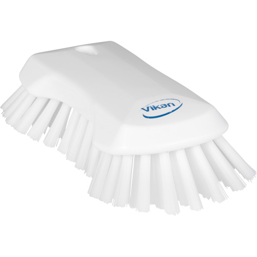 Hand Brush, Extra Stiff Bristles, 9-1/10" Long, White Maritime Industrial Rubber