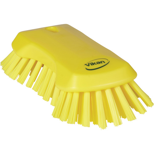 Hand Brush, Extra Stiff Bristles, 9-1/10" Long, Yellow Maritime Industrial Rubber