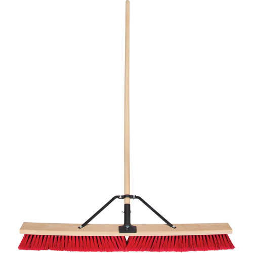 Push Broom with Braced Handle, 36", Medium, PVC Bristles Maritime Industrial Rubber