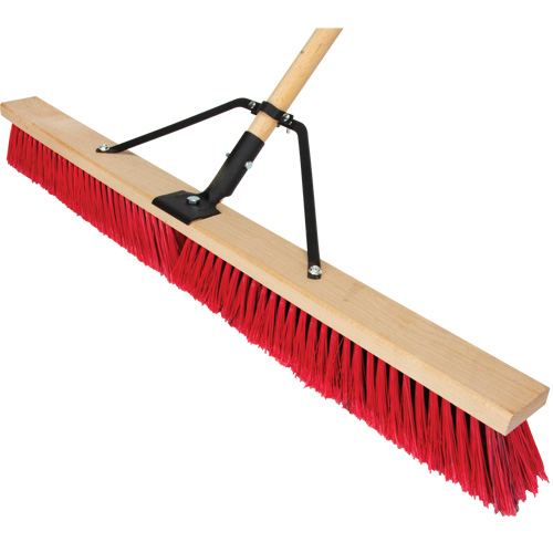 Push Broom with Braced Handle, 36", Medium, PVC Bristles Maritime Industrial Rubber