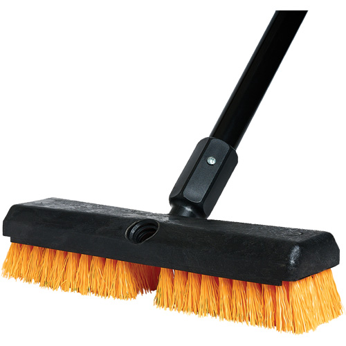 Cleaning Brush with Handle, 10" L, Polypropylene Bristles, Black/Red Maritime Industrial Rubber