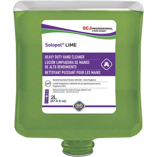 Solopol&reg; Medium Heavy-Duty Hand Cleaner, Pumice, 2 L, Plastic Cartridge, Lime Maritime Industrial Rubber