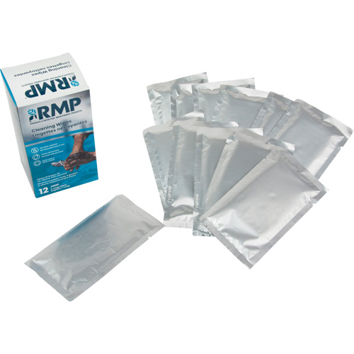 Lingettes nettoyantes emball&eacute;es individuellement, 12 lingettes, 8" x 9-1/2" Maritime Industrial Rubber