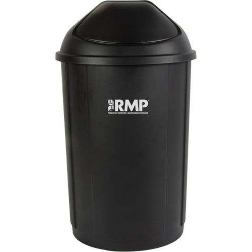 Bac &agrave; d&eacute;chets demi-rond avec couvercle, Poly&eacute;thyl&egrave;ne, 21 gal. US Maritime Industrial Rubber