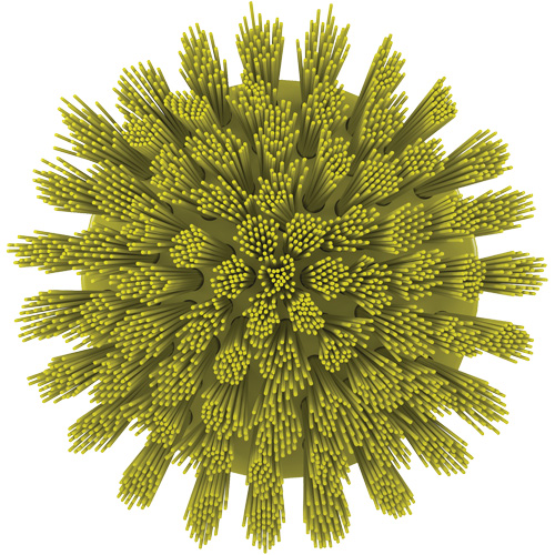 HyDrive Round Drill Brush, Extra Stiff Bristles, 3-1/10" Long, Yellow Maritime Industrial Rubber
