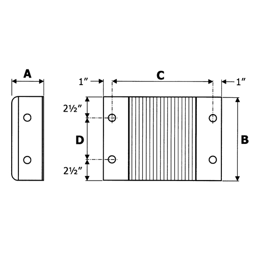 Laminated Dock Bumpers, Horizontal, Rubber, 24" W x 6" D x 12" H Maritime Industrial Rubber