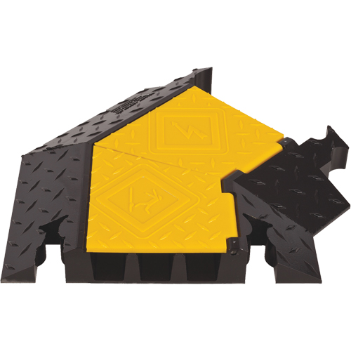 Protecteur de c&acirc;ble robuste &agrave; 3 canaux Yellow Jacket, virage &agrave; droite Maritime Industrial Rubber
