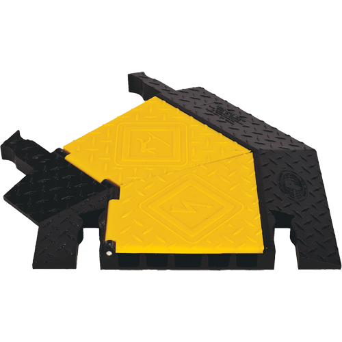 Protecteur de c&acirc;ble robuste &agrave; 5 canaux Yellow Jacket, virage &agrave; gauche Maritime Industrial Rubber