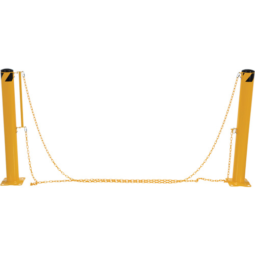 Syst&egrave;me de bornes de protection et chaînes pour quai, Acier, 42" h x 6-5/8" la, Jaune Maritime Industrial Rubber