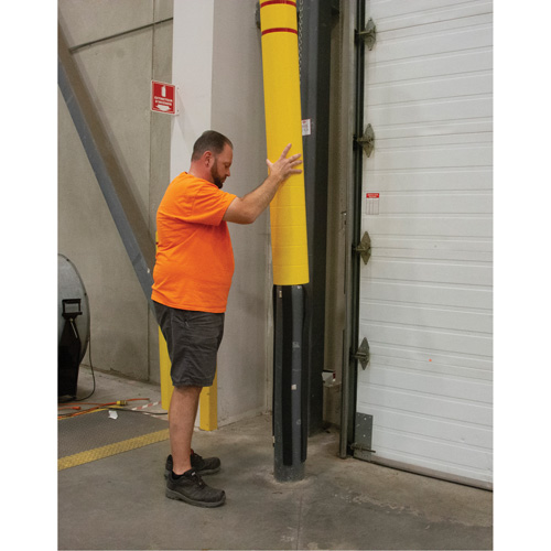 Polyethylene Bollard Cover, 6-5/8" Dia. x 52" L, Red/Yellow Maritime Industrial Rubber