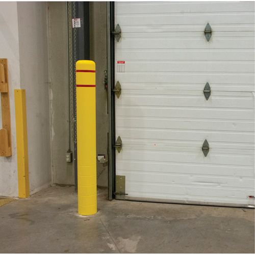 Polyethylene Bollard Cover, 6-5/8" Dia. x 52" L, Red/Yellow Maritime Industrial Rubber