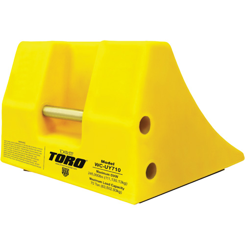 70 Ton Large Equipment Wheel Chock with Handle, Urethane, Yellow Maritime Industrial Rubber