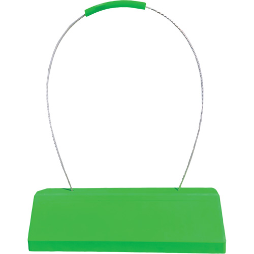 Cale de roue pour avion Checkers Safety SafeRay avec poign&eacute;e &agrave; c&acirc;ble ergonomique, Ur&eacute;thane, Vert fluorescent, 24" la x 8" p x 6" h Maritime Industrial Rubber