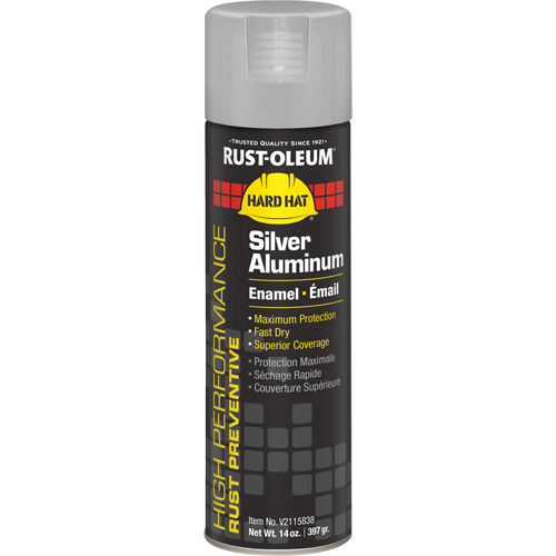 Peinture-&eacute;mail en a&eacute;rosol syst&egrave;me V2100, Aluminium argent, Brillant, 14 oz, Canette a&eacute;rosol Maritime Industrial Rubber