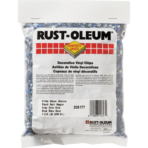 Pastilles de vinyle d&eacute;coratives Concrete Saver, 0,5 kg, Sac, M&eacute;lange noir/blanc/bleu Maritime Industrial Rubber