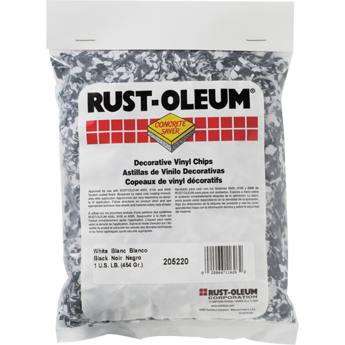 Pastilles de vinyle d&eacute;coratives Concrete Saver, 0,5 kg, Sac, M&eacute;lange noir/blanc Maritime Industrial Rubber