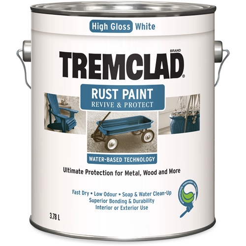 Tremclad&reg; Water-Based Rust Paint, 3.78 L, Gallon, White Maritime Industrial Rubber