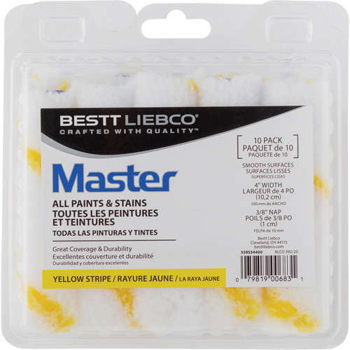 Master Yellow Stripe Mini Roller, 10 mm (3/8") Nap, 101.6 mm (4") L Maritime Industrial Rubber