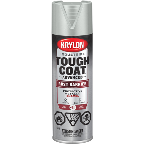 Tough Coat&reg; Advanced Paint with Rust Barrier Technology, Aluminum, Metallic, 425 g, Aerosol Can Maritime Industrial Rubber