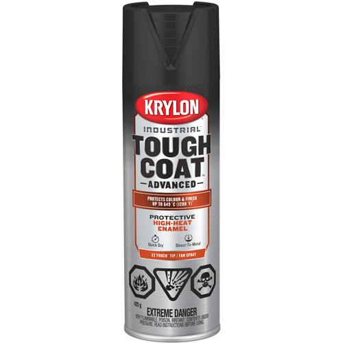 Industrial Tough Coat&reg; Advanced High Heat Paint, High-Heat Black, Flat Finish, 425 g, Aerosol Can Maritime Industrial Rubber
