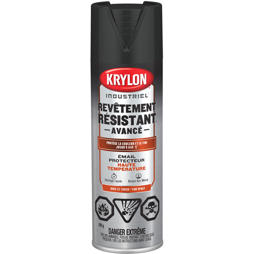 Industrial Tough Coat&reg; Advanced High Heat Paint, High-Heat Black, Flat Finish, 425 g, Aerosol Can Maritime Industrial Rubber