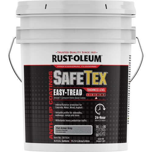 SafeTex&reg; Easy-Tread Acrylic Coating, 4 gal., Water-Based, Flat Finish/Textured, Grey Maritime Industrial Rubber