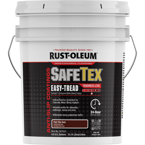 SafeTex&reg; Easy-Tread Acrylic Coating, 4 gal., Water-Based, Flat Finish/Textured, Red Maritime Industrial Rubber
