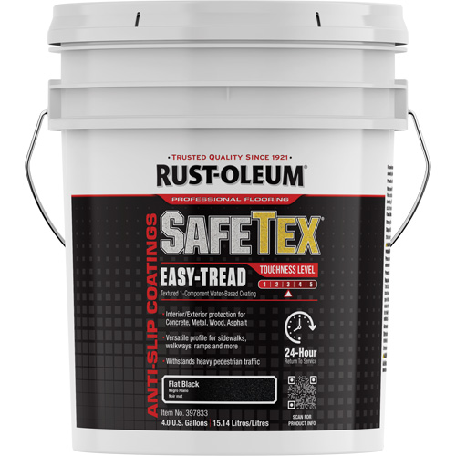 SafeTex&reg; Easy-Tread Acrylic Coating, 4 gal., Water-Based, Flat Finish/Textured, Black Maritime Industrial Rubber
