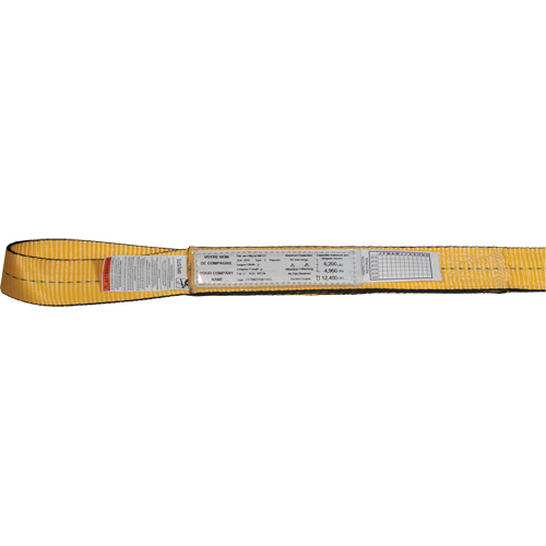 &eacute;lingues de levage en nylon, Pli Simple, Oeillet double, Type 3, 2" la x 3' lo, Limite de charge verticale 3100 lb Maritime Industrial Rubber