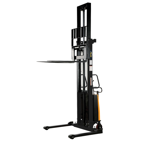 Fork Lift Stacker, Electric Operated, 2000 lbs. Capacity, 150" Max Lift Maritime Industrial Rubber