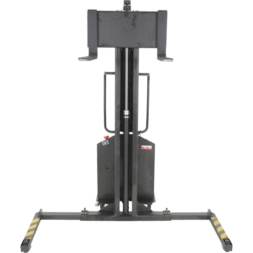 Narrow Mast Powered Lift Stacker, Electric Operated, 1000 lbs. Capacity, 63" Max Lift Maritime Industrial Rubber