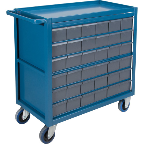 Drawer Shelf Cart, 1200 lbs. Capacity, Steel, 18" x W, 35" x H, 36" D, Rubber Wheels, All-Welded, 36 Drawers Maritime Industrial Rubber