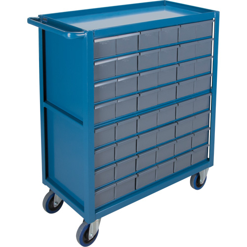 Drawer Shelf Cart, 1200 lbs. Capacity, Steel, 18" x W, 35" x H, 36" D, Rubber Wheels, All-Welded, 48 Drawers Maritime Industrial Rubber