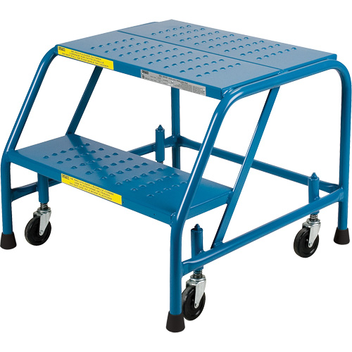 Escabeau roulant certifi&eacute; par la CSA, 2 marches, Largeur de la marche 22", Hauteur de la plateforme 19", Acier Maritime Industrial Rubber