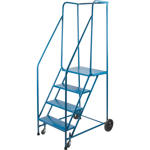 Escabeau roulant certifi&eacute; par la CSA, 4 marches, Largeur de la marche 22", Hauteur de la plateforme 37", Acier Maritime Industrial Rubber