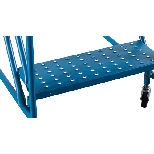 CSA-Certified Rolling Step Ladder with Locking Step, 14 Steps, 30" Step Width, 128" Platform Height, Steel Maritime Industrial Rubber