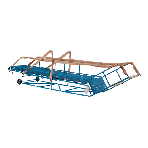 CSA-Certified Rolling Step Ladder with Locking Step, 14 Steps, 30" Step Width, 128" Platform Height, Steel Maritime Industrial Rubber