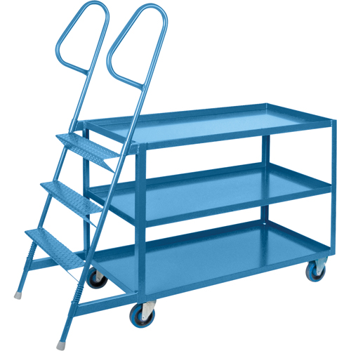 Stock Picking Carts, Steel, 24" W x 64" D, 3 Shelves, 1200 lbs. Capacity Maritime Industrial Rubber