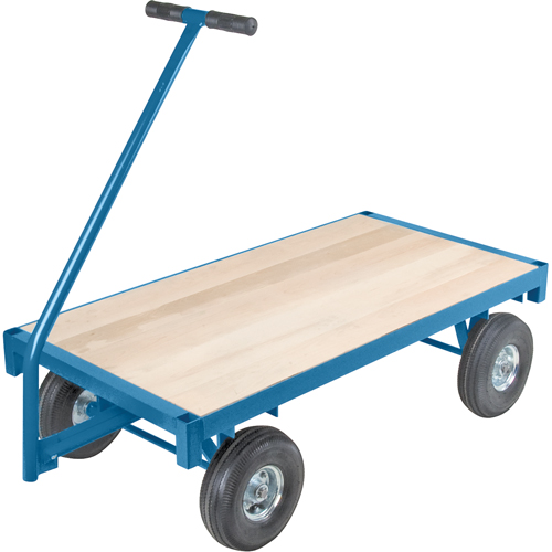 Chariots wagon ergonomiques &agrave; plateforme, 30" la x 60" lo, 45" Poign&eacute;e, 1000 lb Capacit&eacute;, 10" Dia. de roue, Pneumatique Roues Maritime Industrial Rubber