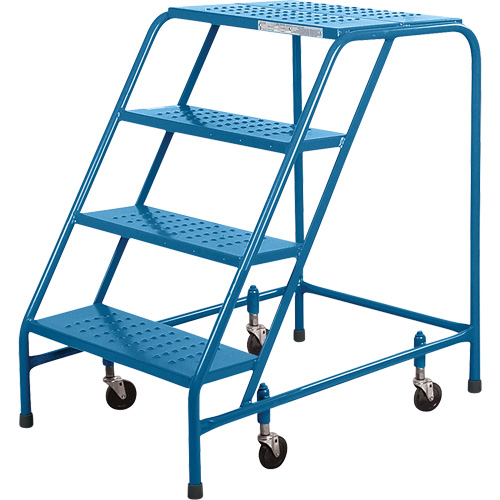 CSA Rolling Step Ladder, 4 Steps, 22" Step Width, 37" Platform Height, Steel Maritime Industrial Rubber