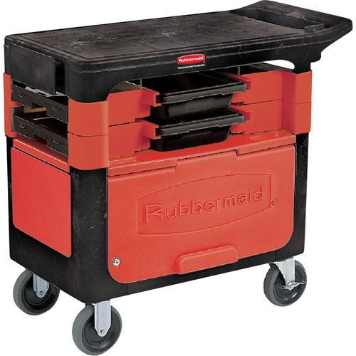 Chariots de travail Trades a/compartiment, 2 tiroirs, 38" lo x 19-1/4" la x 33-3/8" h, Noir Maritime Industrial Rubber