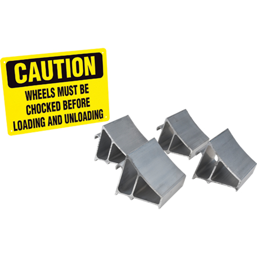 Aluminum Wheel Chock Kit, 7" W x 6" D x 6" H Maritime Industrial Rubber