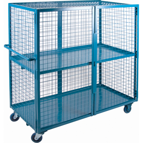 Wire Mesh Truck, 2 Tiers, 63" L x 32" W x 62.5" H, 1200 lbs. Cap. Maritime Industrial Rubber