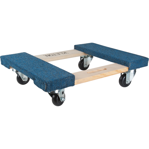 Carpeted Ends Hardwood Dolly, Wood Frame, 18" W x 24" L, 900 lbs. Capacity Maritime Industrial Rubber