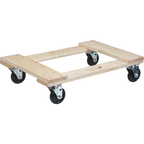 Socle roulant en bois dur, Roues en Polyol&eacute;fine, Capacit&eacute; de 900 lb, 18" la x 24" p x 7" h Maritime Industrial Rubber