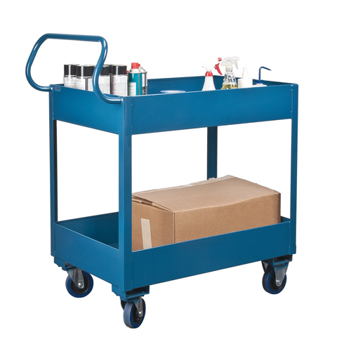 Chariots de service &agrave; bordure profonde, 2 Tiers, 24" la x 47" h x 36" p, Capacit&eacute; 1200 lb Maritime Industrial Rubber