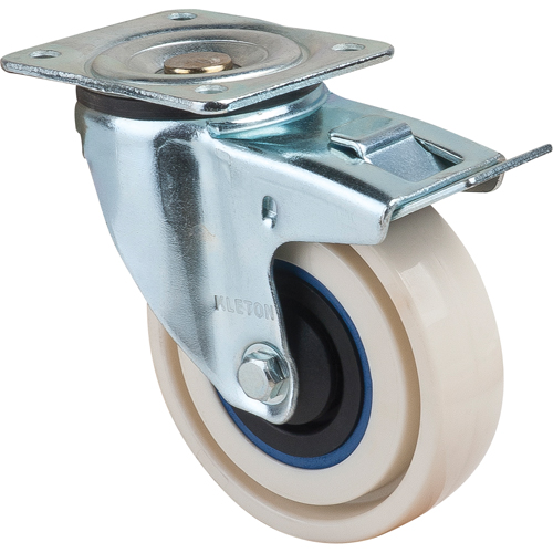 Roulettes sandwich, Pivotant avec frein, 4" (101,6 mm), Nylon, 440 lb (199,58 kg) Maritime Industrial Rubber