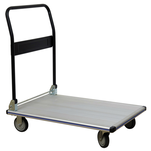 Chariot &agrave; plateforme avec poign&eacute;e pliante, Aluminium, 350 lb, 29" lo x 18-1/2" la, Hauteur 34-1/2" Maritime Industrial Rubber