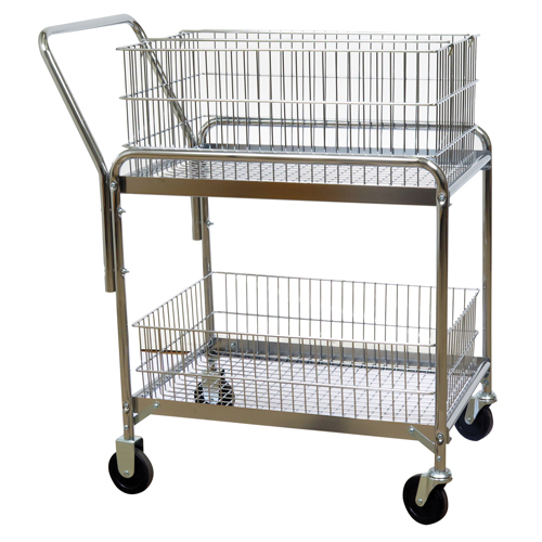 Chariot de bureau en treillis m&eacute;tallique pour le courrier, 200 lb Capacit&eacute;, Chrome, 20" p x 33" la x 37-1/2" h, Chrom&eacute; Maritime Industrial Rubber